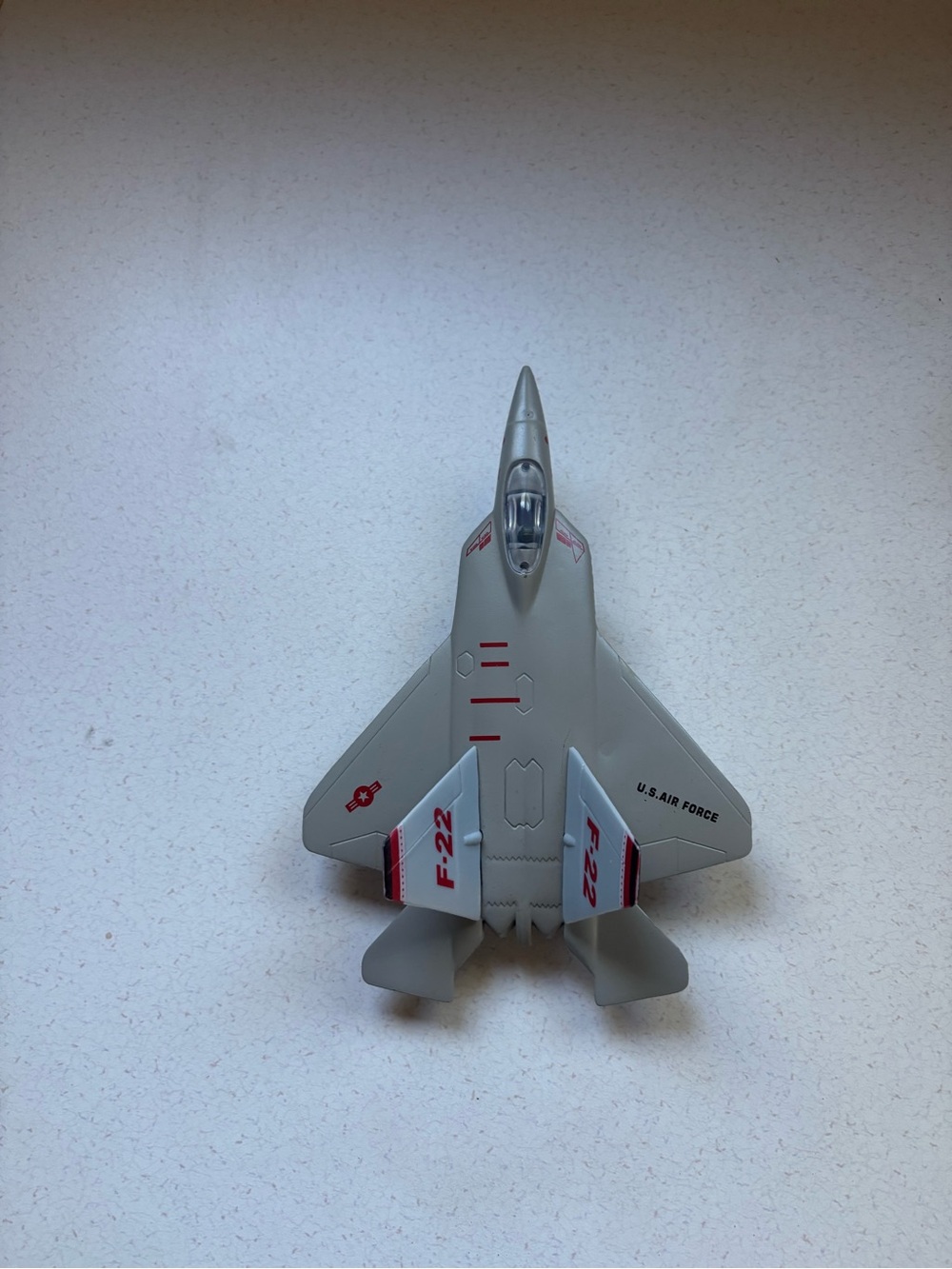 Kids Toy F-22 Jet Fighter - Silver and Red - Picture 3 of 10